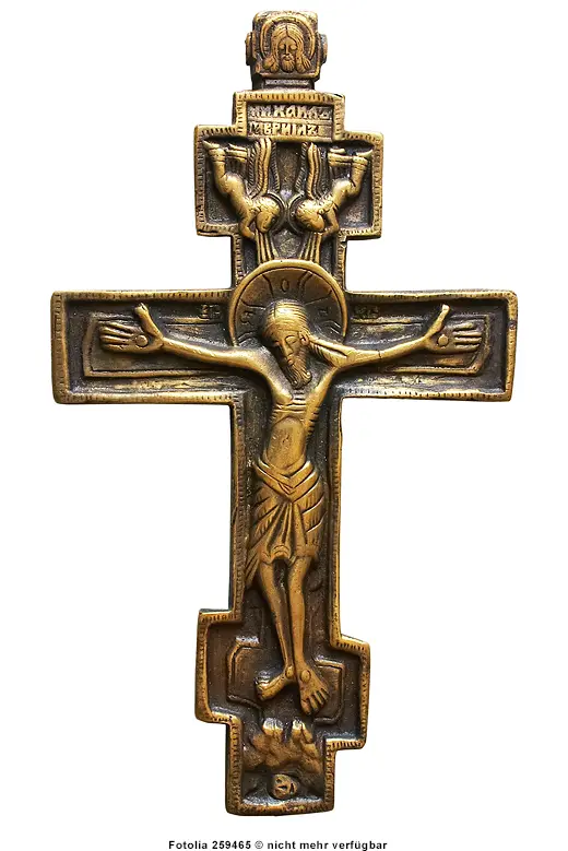 Orthodoxes Kreuz mit leidendem Jesus